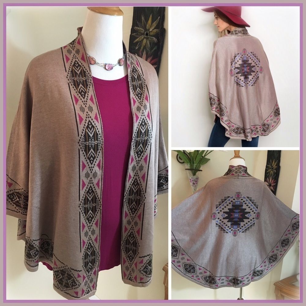 Grey & Mauve Southwestern Flutter Cardigan - image 3